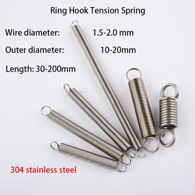 Ring Hook 304 Stainless Steel Tension Spring Wire Diameter 1.5/2.0mm Pullback Spring Extension Coil Spring Electrical Connectors