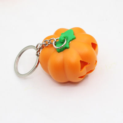 New Fashion Halloween Pumpkin LED Keychain with Sound Pumpkin Keyring Glowing Key Chain Pendant Bag Gift