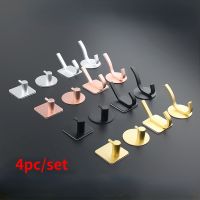 4pcs Multi-purpose Wall Hook Door Keys Bag Coat Hook Bathroom Towel Hanger Hooks Adhesive Aluminum Kitchen Hardware Rack Shelf