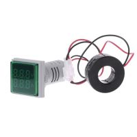 LED Digital Dual Voltmeter Ammeter 22มม. ไฟแรงดันไฟฟ้า Ampere Current Meter ตัวบ่งชี้ Tester วัด AC 60-500V