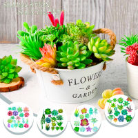 【cw】1 Set Artificial Succulent Plants Miniature Fake Flocking Realistic Green Landscape DIY Desktop Ornaments for Home Office Decor