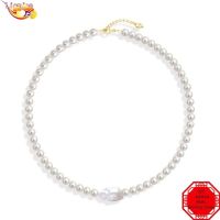 Liemjee Round Beads Irregular Pearls 925 Silver Necklace Fashion Personality Party Jewelry For Women Feature Charm Wedding Gift