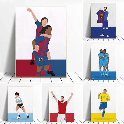 บทคัดย่อฟุตบอล Star Soccer Players ตัวเลขโปสเตอร์พิมพ์ภาพวาดผ้าใบ Nordic Wall Art Home Boy Room Decor Cuadros