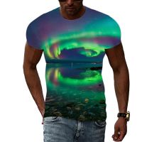 New 3D Fashion Men Aurora graphic t shirts Summer Casual Interesting Creativity Pattern T-shirts Personality Print Trend tshirt