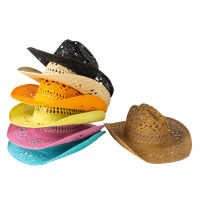 Trendy Sun Protection Hat Solid Cowgirl Hat Unisex Outdoor Travel Hat Western Sunshade Cap Fashion Hollowed Cowboy Hat