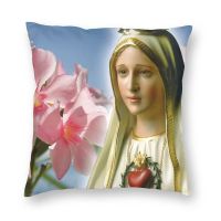 (All inventory) Soft Fatima Women Throw Catholic Virgin Mary Pillow Case 45x45 Sofa Pillow Case (contact seller) Support free customization. Double sided printing design for pillows)