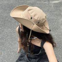 Trendy brand drawstring fisherman hat womens western cowboy large head circumference camping outdoor new mens hiking