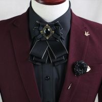 Elegant Gorgeous Diamond Ribbon Bowtie Men Wedding Suit Uniform Groom Dress Butterfly Banquet Accessory Gift Wine-Red Navy Pink Nails Screws Fasteners