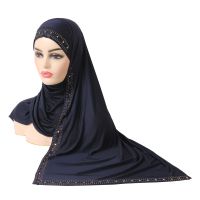 【YF】 H092 Amira pull on hijab with shawl wrap pray stones muslim scarf islamic headscarf hat armia style