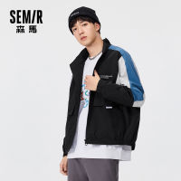 SEMIR Jacket Men 2021 Autumn New Trend Ins Loose Korean Pattern Men Stitching Contrast Stand-Up Collar Jacket