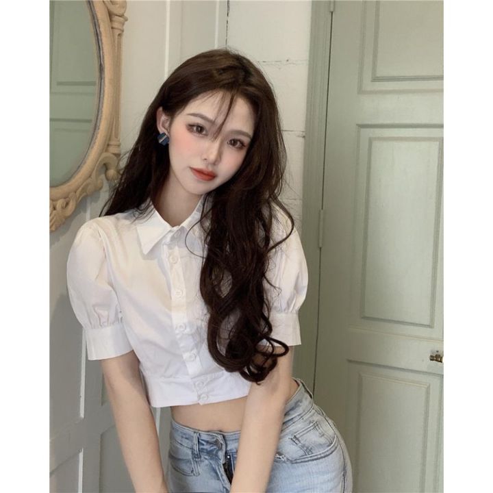 bubble-sleeve-blouse-woman-summer-new-white-blouse-short-korean-version-blouse