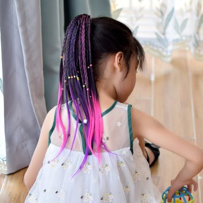 ❅☃✱ Ponytail Hair Ornament Gradient Color Elatric Hair Band Cute Wig Kids Hairpins Rubber Bands DIY Braided Fashion Hair Accessories