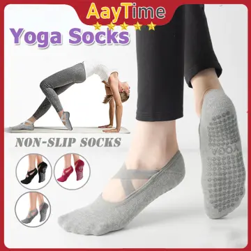 1 Pair Women'S Yoga Socks With Non-Slip Grips For Workout And