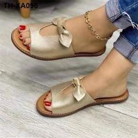 ?❍﹊ supply summer new European and large size sandals bow flat with fish mouth slippers stock