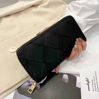 Wallets Zipper Clutch Pu Wallet Designer Coin Brand Leather Bags Pocket Women Lattice Purses Fashion Long Womens New Money