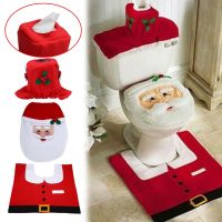 Christmas Toilet Cover Bathroom Decoration Bath Mat Anti Slip Toilet Rug Lid Tissue Cover Christmas Decoration For Home 2023