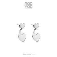 NooYoo ต่างหูสำหรับผิวแพ้ง่าย Double Heart Surgical Steel