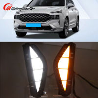 1 Pair Daytime Running Lights With Turn Signals Led Drl Fog Lamp Compatible For Hyundai Santa 2021-2022