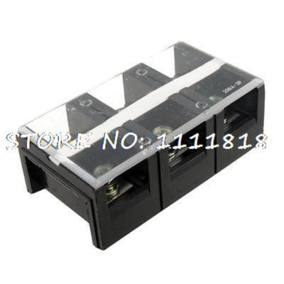 ℡✣ Dual Row 3 Position Covered Screw Barrier Terminal Strip 600V 200A