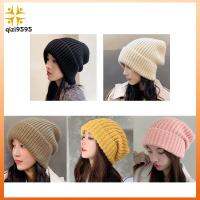 QIZI9595 หลายสี หมวกถักนิตติ้ง แข็งน่ารัก ผู้หญิง/ผู้ชาย หมวกบีนนี่ผู้หญิง ของใหม่ หมวกฤดูใบไม้ร่วงฤดูหนาว กิจกรรมกลางแจ้งกลางแจ้ง