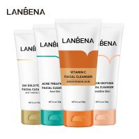 LANBENA คลีนเซอร์ทำความสะอาดผิวหน้า,โฟมล้างหน้าคลีนเซอร์รักษาสิว Ectoin 24K สีทองเปปไทด์ป้องกันริ้วรอยดูแลผิว100G