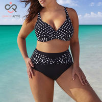 swimsuit 2022 new Plus Size y Black Dots Womens Swimwear Bowknot High Waist Brazilian Bikini Set Bathing Suits Beachwear