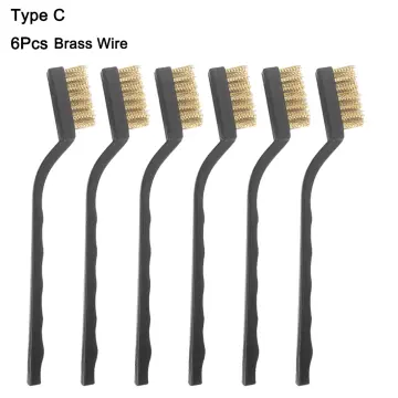 Small Wire Brush Set, Wire Brushes for Cleaning Rust Removal, 3 Brush Types  Stainless Steel Brush for Cleaning, Brass Metal Brush, and Nylon Brushes.