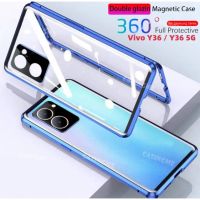 เคสโทรศัพท์โลหะเคสสำหรับ Vivo Y36 Y78 5G 4G 2023กันกระแทกสองด้านแข็งกระจกใสโปร่งใสปกป้องเต็มรูปแบบพร้อมฝาครอบกล้อง