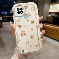 เคสสำหรับ C21 REALME ลายคลื่นสาวน่ารักหมีทำจากไอศครีมเคสเคสโทรศัพท์นิ่ม