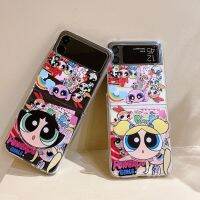 [On1ine 3C Digital} เคสโทรศัพท์การ์ตูนน่ารักสำหรับ Samsung Galaxy Z Flip 3 ZFlip3ขาตั้งน่ารักพับหัวใจใสปกอ่อน Kickstand