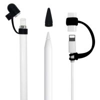 ۩ For Apple Pencil Cap Holder / Nib Cover / Cable Adapter Tether for iPad Pro Pencil Silicone Case Cover 3 in 1 Stylus accessories