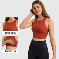 COD SDGYTRUYRT SALUDMOVE High Neck Padded Fitness Sports Bras Crop Tops Women Vest Type Wirefree Workout Athletic Gym Tank Top with Built In Bra DT269