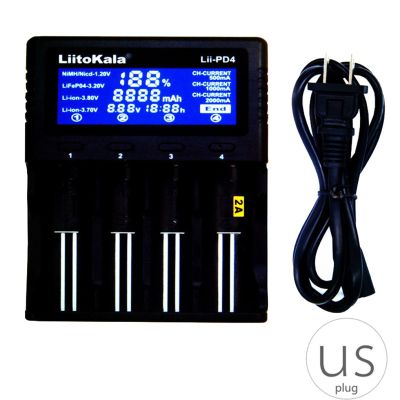 liikala lii - pd 4 18650 26650 21700 4 ช่องอุปกรณ์ชาร์จแบตเตอรี่หน้าจอ lcd แบบพกพา