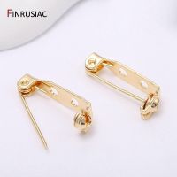 4 Types 14K Real Gold Plated Brass Metal Brooch Base Safety Clasp Brooches Pins For DIY Making Brooch Accessories