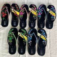 SALE รองเท้ากำมะหยี่ปักลายดอก အမျိုးသမီး ကတ္တီပါဖိနပ်၊ ရာဘာဖိနပ်၊ စိန်များဖြင့် အလှဆင်ထားသည်မှာ စတိုင်ကျပြီး သက်တောင့်သက်သာရ 912016 SWC