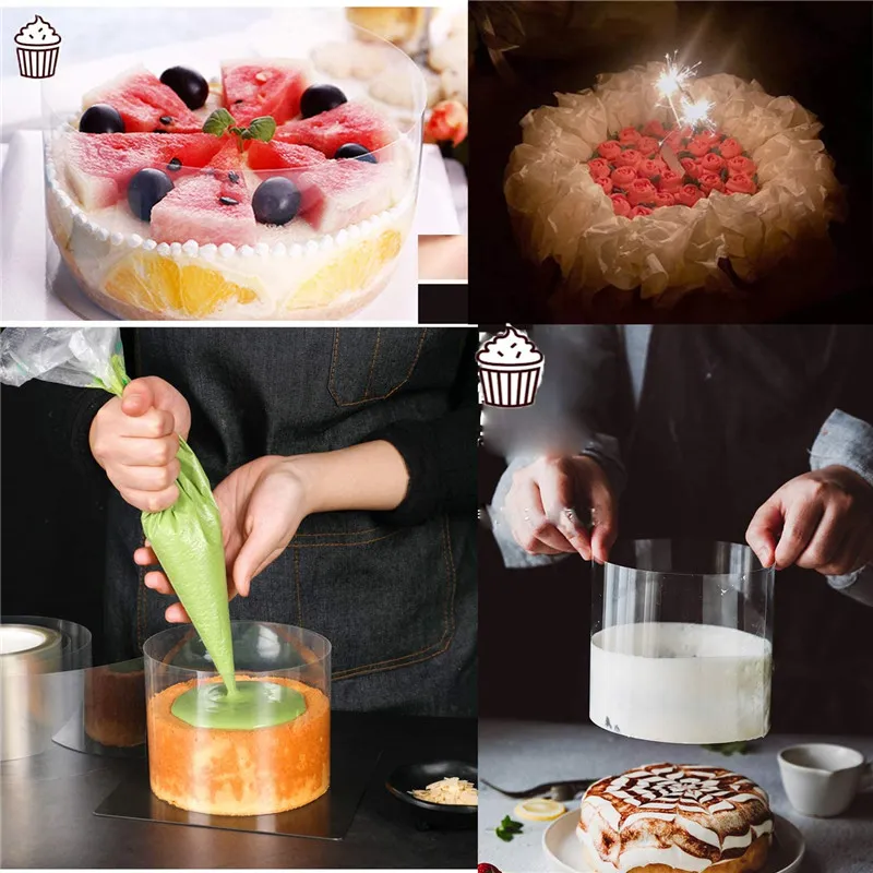 1 Roll Mousse Cake Transparent Hard Rim Decorative Baking