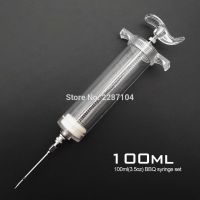 100ml 3.5oz BBQ Meat Grill Marinade Seasoning Injector Turkey Chicken Sauce Syringe with Stainless steel Needle Large Capacity