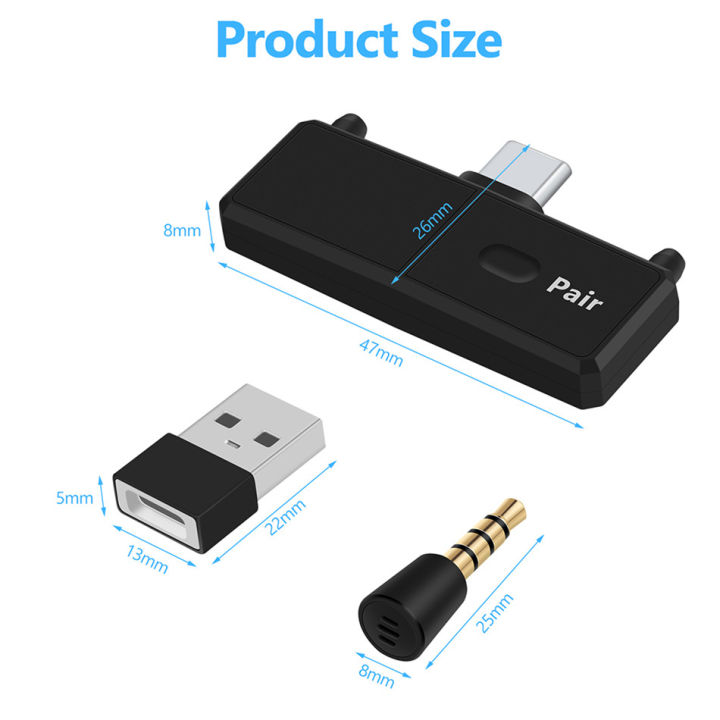 bluetooth-5-0-audio-transmitte-dongle-edr-a2dp-sbc-low-latency-usb-c-type-c-wireless-adapter-amp-mic-for-nintendo-switch-ps4-tv-pc