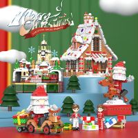 Santa Sleigh Reindeer Gift Christmas Cabin Assembled Building Blocks Compatible Bricks Toys For Boys and Girls Gifts