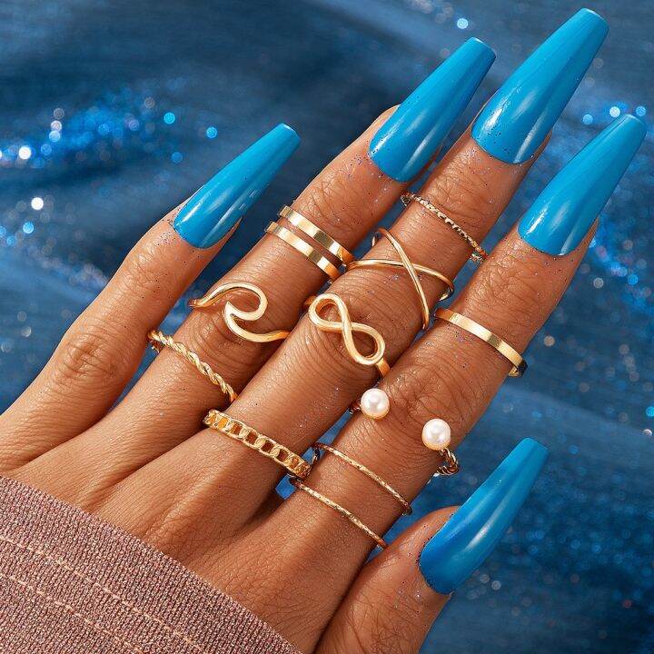 10-pcs-set-fashion-bohemian-gold-ring-set-korean-retro-pearl-rings-luxury-jewelry-set-accessories-gift