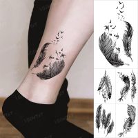 Waterproof Temporary Tattoo Stickers Black Feather Wings Swallow Arrow Flash Tatoo Arm Wrist Ankle Body Art Fake Tatto Women Men Stickers