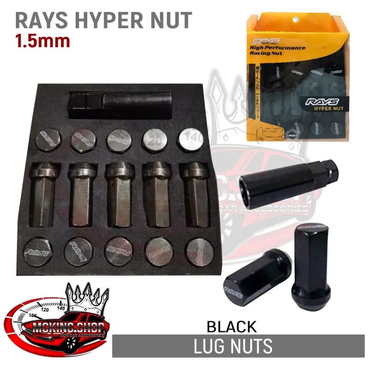 Rays Hyper Nut extended Steel Wheel 1.5 Lug Nuts Set of 20pcs (Black