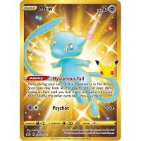 8.8*6.3cm Pokemon Gold 25th card Metal Card Shiny Mew (Secret) Celebrations Collection toys for children Gift