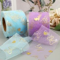 【hot】！ 6cm 5yards Bow Tulle Printed Mesh Tape for Headwear Hair Clip Garment Shoe Trimming Ornament