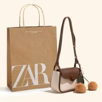 ♕❦Zara○ กระเป๋าผู้หญิง2023ใหม่กระเป๋าผู้หญิงกระเป๋าถือทรงเหลี่ยมขอบมนความรู้สึกอาวุโสการฟื้นฟูวิธีโบราณเป็นที่นิยมในปีนี้แฟชั่นโจ๊กเกอร์กระเป๋าไหล่เอียงสี