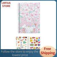 LMFIUA STORE อัลบั้มจัดเก็บของสมุดสะสมสติ๊กเกอร์สีชมพูแบบนำกลับมาใช้ใหม่ได้