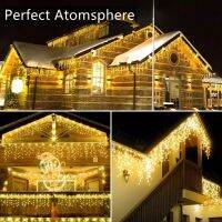 Christmas Decorations 2023 Led Icicle Curtain Lights Outdoor Garland Even Street Garland on The House New Year 2024 Fairy Lights