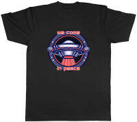 Unique Mens 100% Cotton Crewneck T-Shirt UFO Aliens Mens T-Shirt We come in Peace Funny Unisex Tee Gift