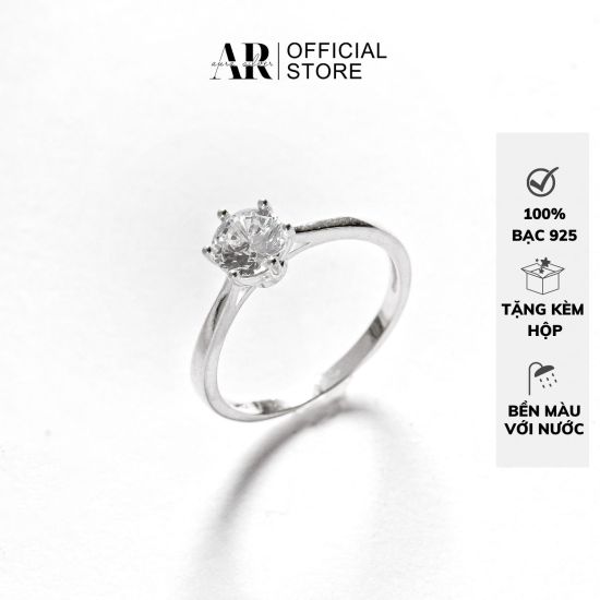 Nhẫn bạc đẹp cho nữ đính đá sang chảnh ổ đá 6 li-aurasilver-n21 - ảnh sản phẩm 1
