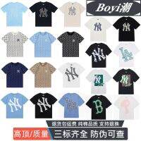 M*B แบรนด์แฟชั่นแขนสั้น T เสื้อเชิ้ตผู้ชายปักลาย NY ลายดอกมะม่วงหิมพานต์พิมพ์ลายตัวอักษรผ้าฝ้ายแท้ทรงหลวมสำหรับคู่รัก